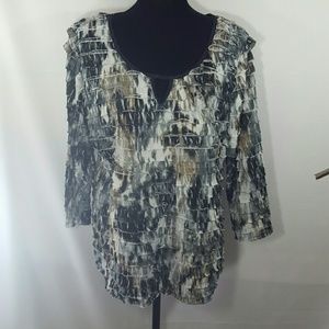 Cato Tiered Ruffle Animal Print Blouse Size XL